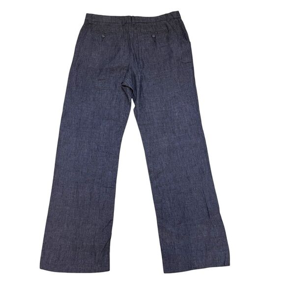 New Garnett Hill Women’s 10 Dark Blue Indigo 100% Linen Trouser Wide Leg‎ Pants - Picture 2 of 7